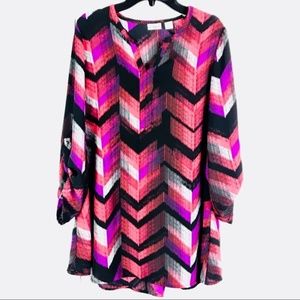 🚨 5/$25 Cato sheer lined long tunic top button